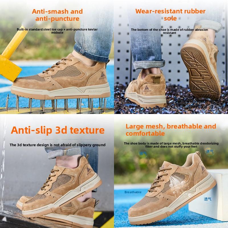 summer breathable mesh safety shoes steel toe safety boots for women lightweight non-slip work shoes for men protective footwear