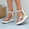 Wedge Heel Sandals Summer One-strap Versatile Shoes Casual Thick-soled High-heeled Sandals