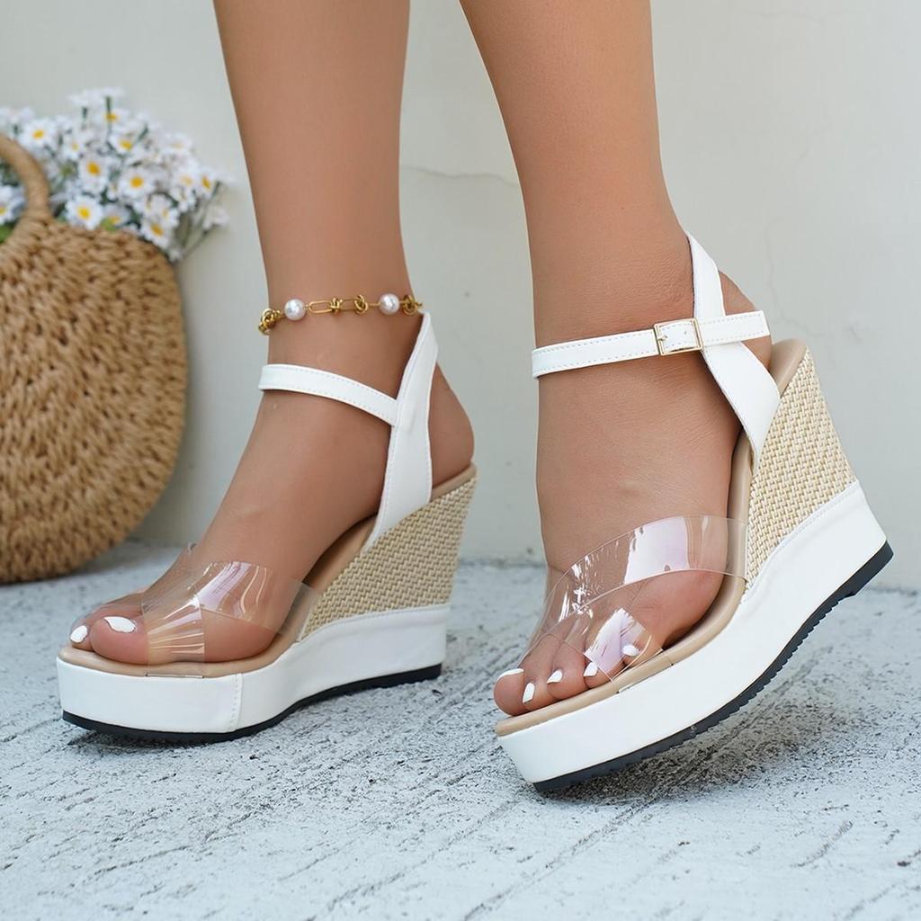 Wedge Heel Sandals Summer One-strap Versatile Shoes Casual Thick-soled High-heeled Sandals