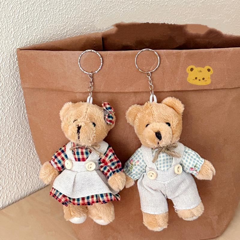Cute Cartoon Bear Keychain Kawaii Little Bear Plush Doll Toy Hanging Ornament Bag Decoration Couple Pendant Accessories Gifts