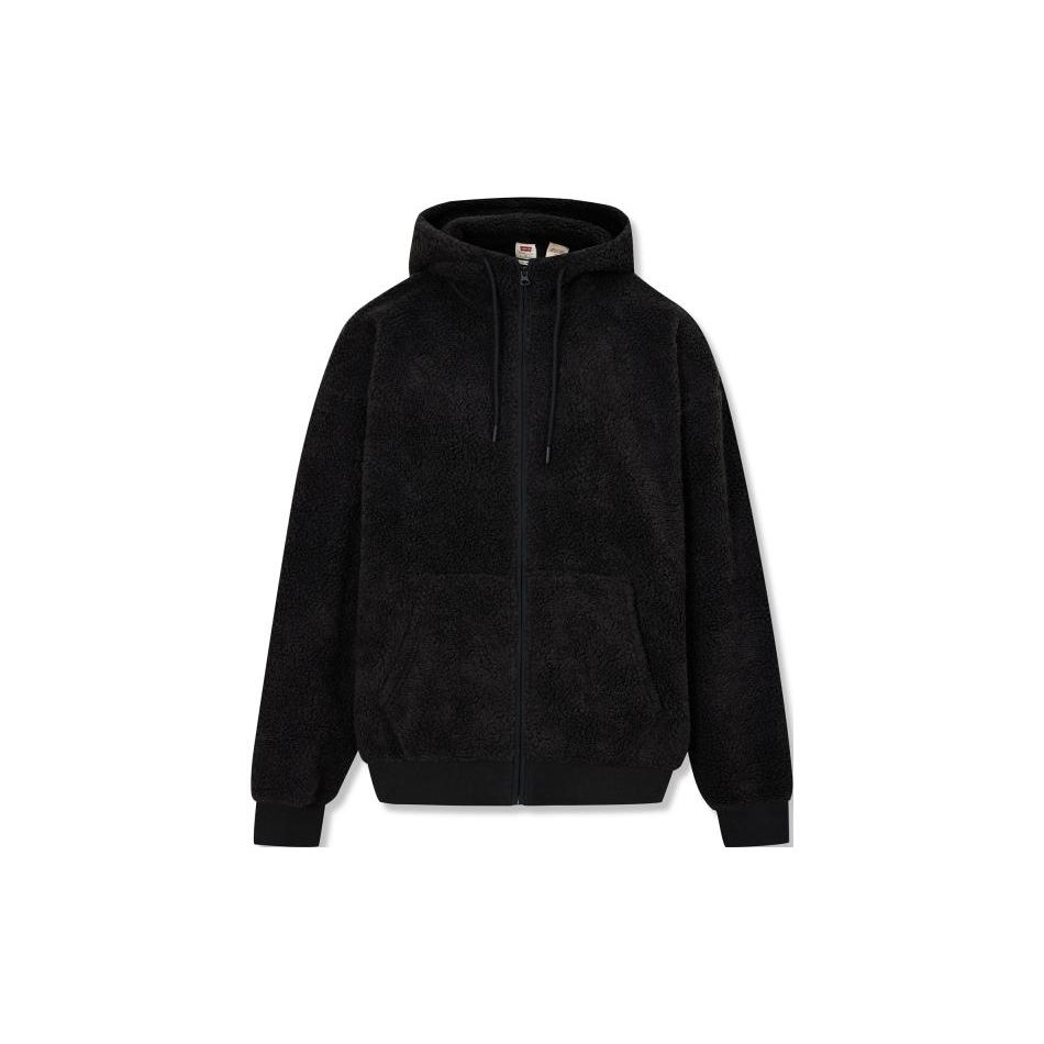 

Куртка флисовая мужская Levis однотонная на молнии с капюшоном, с длинным рукавом, черная A5812-0000 S