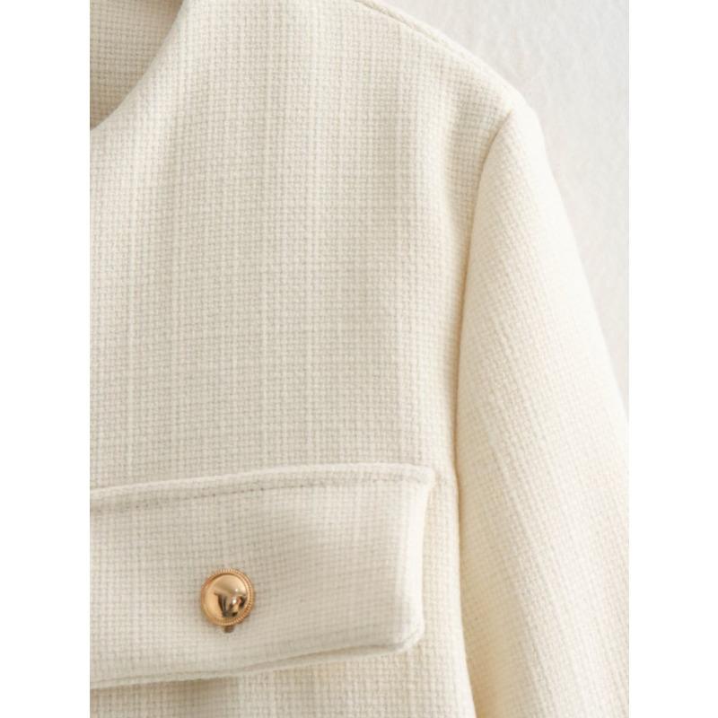 DAFIFY Women's Fashion Casual Solid Color Print Autumn Winter Long Sleeve O-Neck Jackets & Coats