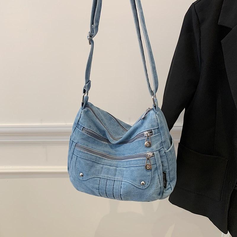 Casual Denim Crossbody Bag Women's Lightweight Commuter Shoulder Bag Fashionable New Style Versatile Korean Design
