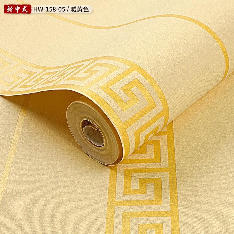 Retro Brown Wallpaper Chinese Style Key Pattern Living Room 3d Three-dimensional Zen Buddhist Hall Classical Home Wallpaper