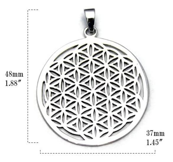 Flower of Life of Divine Geometry Flower of Life Sterling Silver 925 Pendant Pendant Top (flower life) - - - -