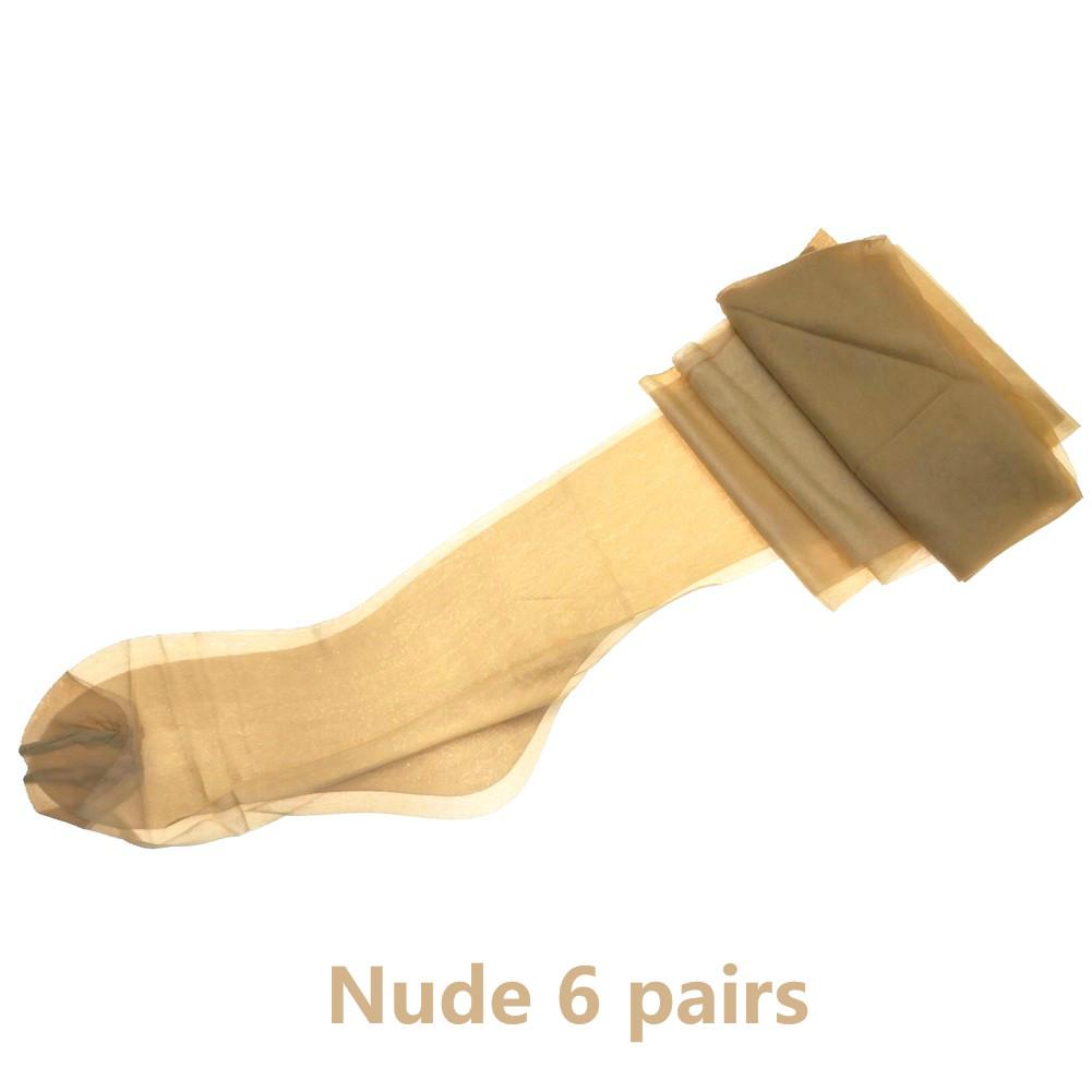 6 Pairs Women'S Plain Tops Sheer Thigh High Stockings Nylons For Garter Belt 5Den Reinforced Toe Pantyhose For Women