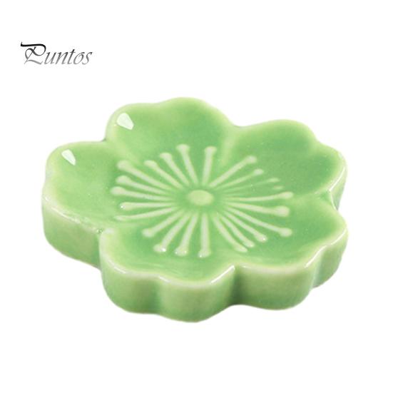 

Подставка для палочек для еды в форме сакуры, керамический держатель для палочек для еды, универсальный держатель для посуды для дома, кухни, ресторана зелёный