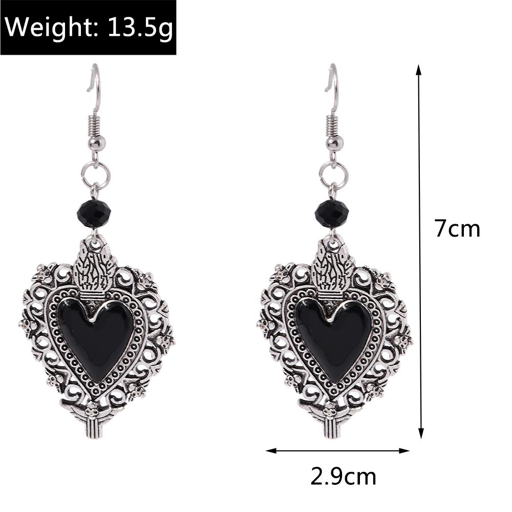 Vintage Witch Vampire Heart Earrings Gothic Cross Talisman Dangle Earrings Steampunk Royal Party Statement Jewelry Gifts