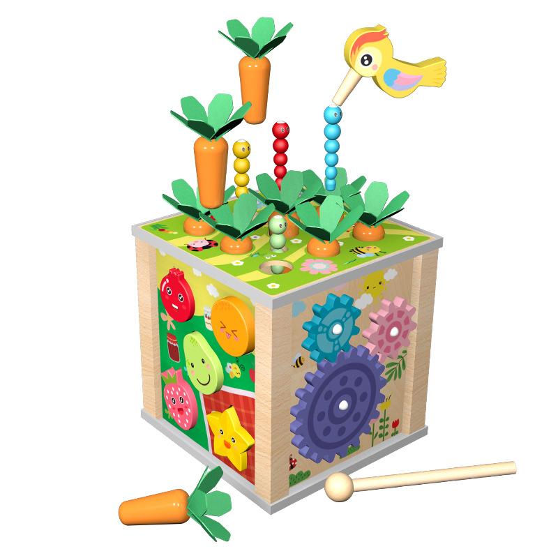 Multifunctional Six-Sided Treasure Box Enlightenment Round Beads Catch Insects Knock Piano Shape Pairing Learning Educational Toys