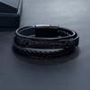 Stainless Steel Clasp Leather Braid Charm Feather Bracelet Fashion Bracelets for Men and Women