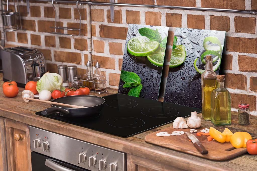 SZKLANA PŁYTA OCHRONNA DO KUCHNI 65x52 LIMONKA