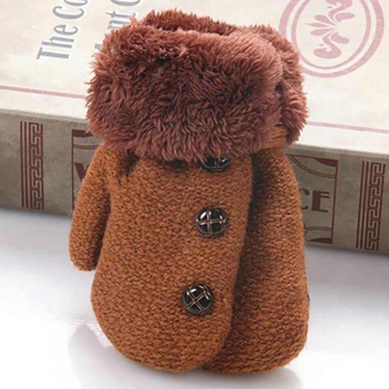 Winter Baby Gloves With Rope Warm Thick Plus Velvet Mittens for Toddler Boys Girls Soft Kids Full Finger Ski Gloves Guantes