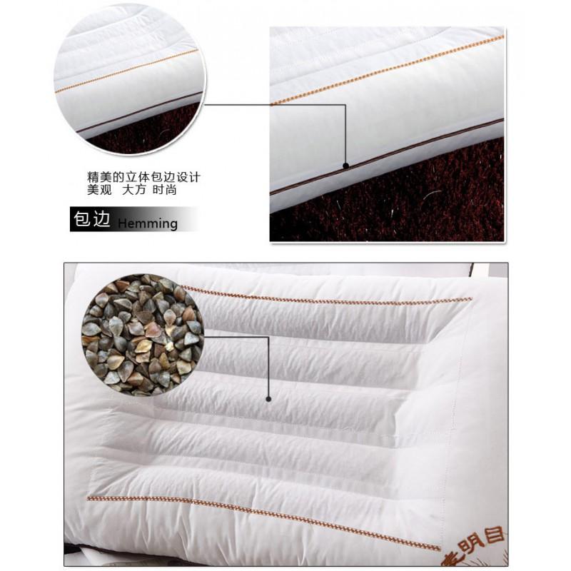 Orthopedic Cervical Support Pillow With Buckwheat Cassia Seed Lavender Filling Cotton Cover Firm Shape Retention Adults