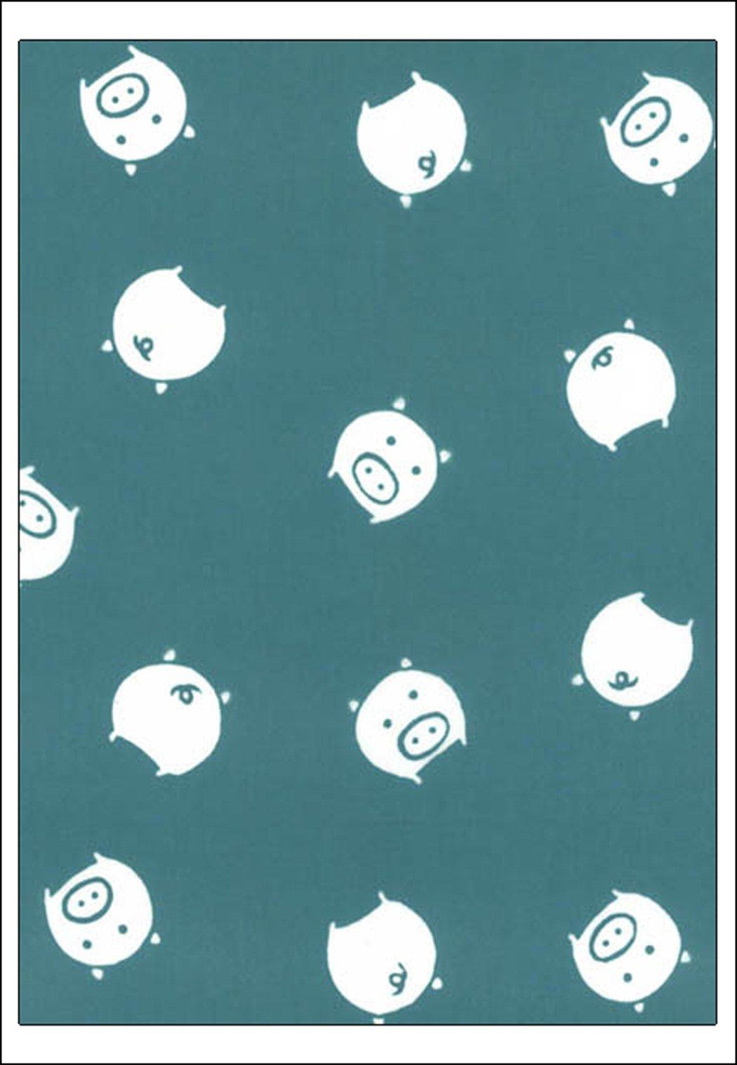 

Tenugui Hand Made in Piglet Niwa-zome Towel, Chu-dyed, 100% Cotton, Japan, (Blue) синій