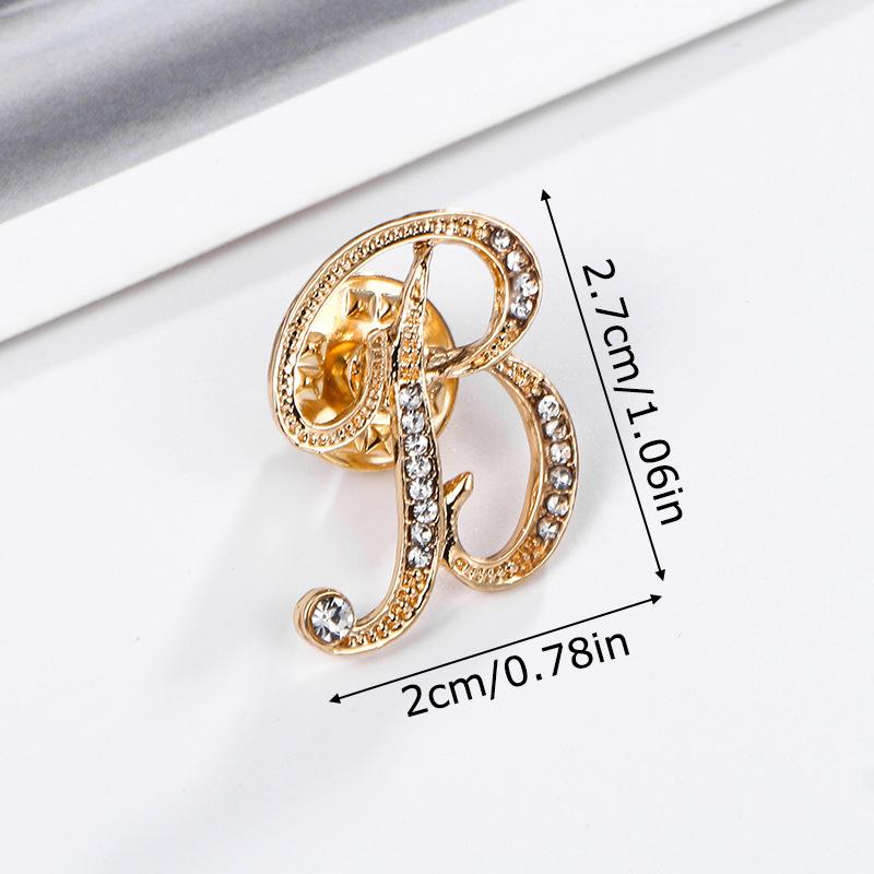 1PC Rhinestones Clothing Accessories Shirts Badge Gifts Lapel Pin Party Women's Brooches Dinner Letter Brooch Dress European A-Z