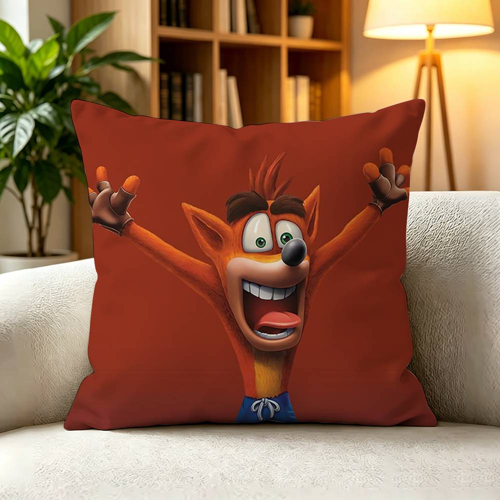CCCrash Bandicoot Classic Orange Marsupial Square DoubleSided printed Pillow Case Bedroom Bedside Pillow Sofa Cushion Cover