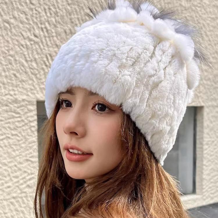 Hat Winter Women's Winter Fashion Rabbit Hair Baotou Hat Women's Youth Wool Thickened Warm Ear Protection Fur Ladies
