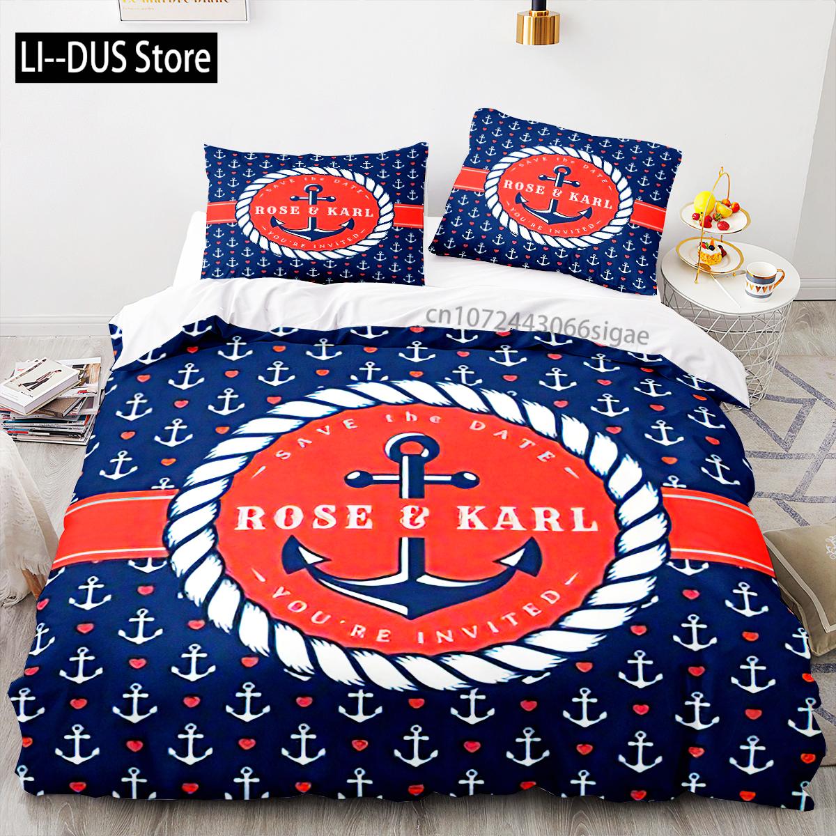 

New Nautical Ocean Anchor Bedding Sets Ocean Spirit Duvet Cover King Queen Single Size Bed Linen With Pillowcase Teens Boys Gift EU Single(135*200cm)3pcs