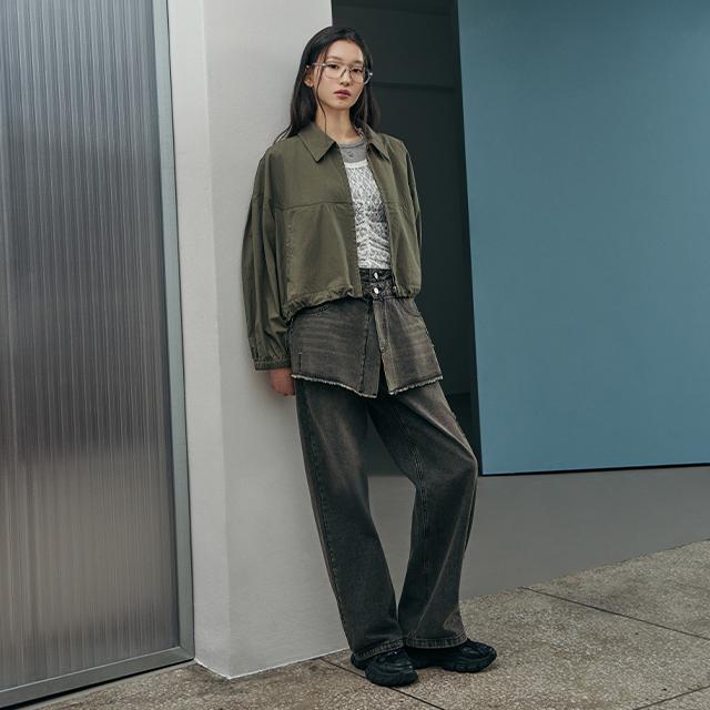 LAP Layered Skirt Set Damaged Wide Pants Ar1Dp267