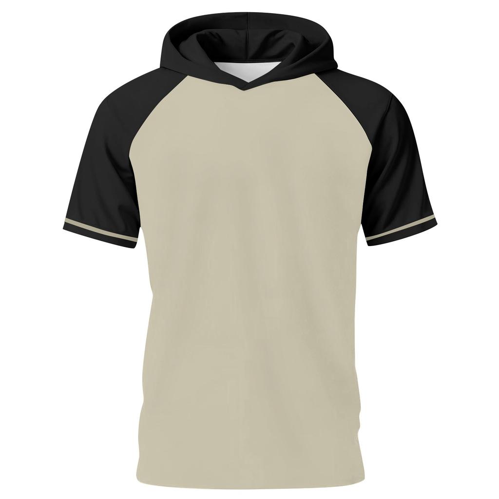 Pánské tričko s kapucí s krátkým rukávem a rovnými rameny