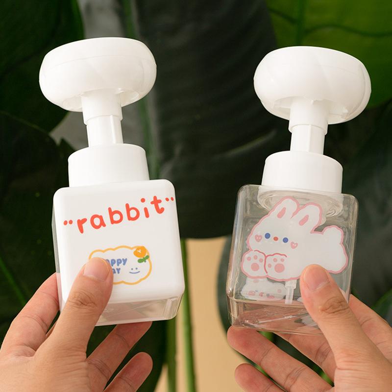 250/450 ml Flaschen mit Schaumpumpe in Blumenform, Kunststoff, quadratisch, leer, für flüssige Handseife, Shampoo, Cartoon-Glas für Zuhause
