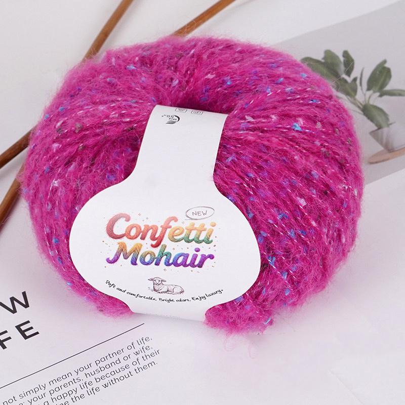 1Roll Yarn Weaving Colored-dot DIY Mohair Yarn Multi-purpose Scarf Yarn Cloth Yarn Bold Line