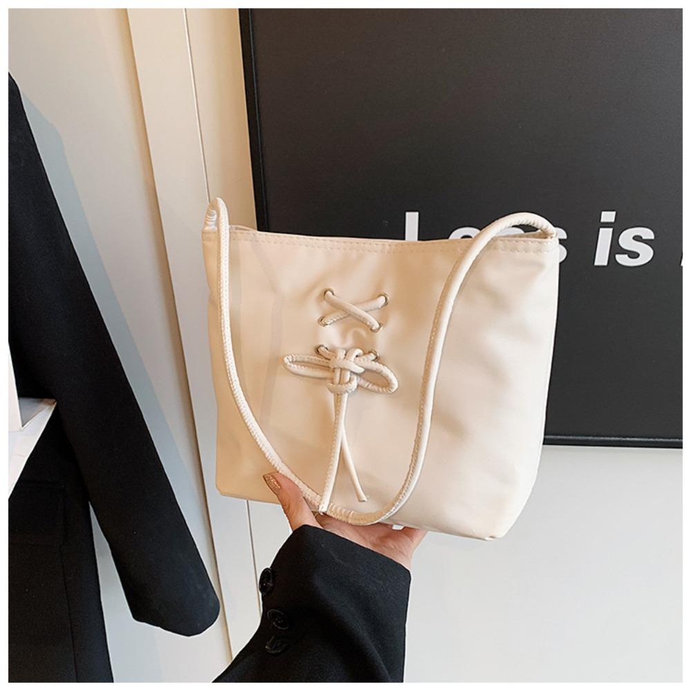 

Fashi Bow Women s Shoulder Bags Sweet Design Ladies Underarm Bag PU Leather Solid Color Female Bucket Bag Clutch Handbags білий