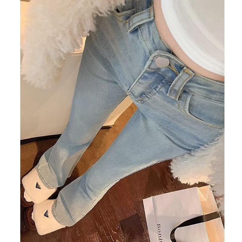 Extended version of micro-pull jeans women's high waist and thin winter tall trousers
