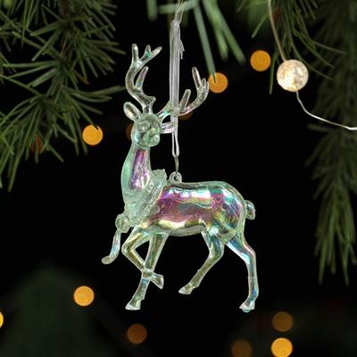 Glänzender Weihnachtsbaum Schneeflocken Anhänger Acryl Elch Weihnachtsornament zum Aufhängen Partyzubehör Weihnachtsbaumschmuck Neujahr