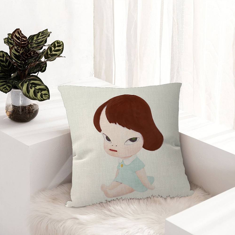 Creative Yoshitomo Nara Decorative Room Aesthetics Pillow Case Home Decor Bedroom Sofa Bed Couch Pillow Cover 45x45