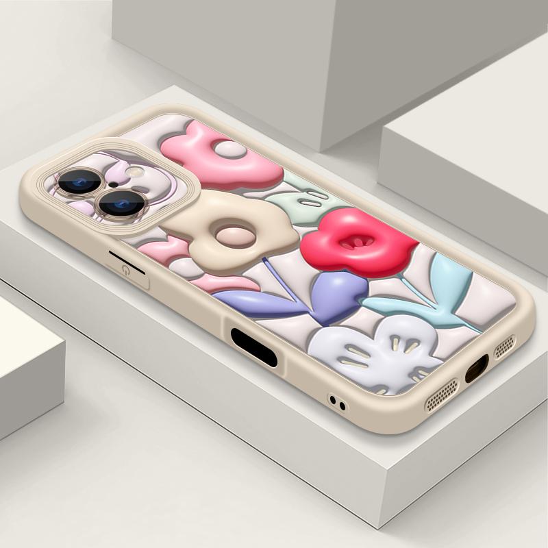 Blumenhülle für iPhone 16 Pro Max Stoßfeste TPU Weiche Silikonabdeckung Coque für iPhone 15 Pro Max 14 13 12 11 Handyhülle