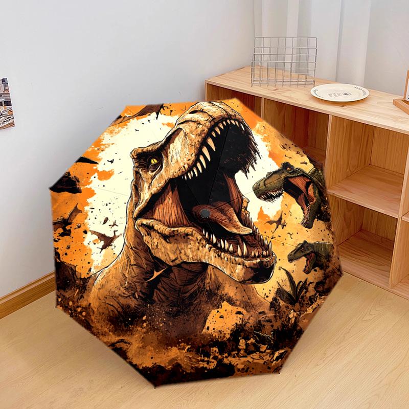 1 szt. Automatyczny Składany Parasol - Wzór Tyranozaur Rex, Przenośna i Składana Konstrukcja z 8 Żebrami, Prezenty Świąteczne i Urodzinowe