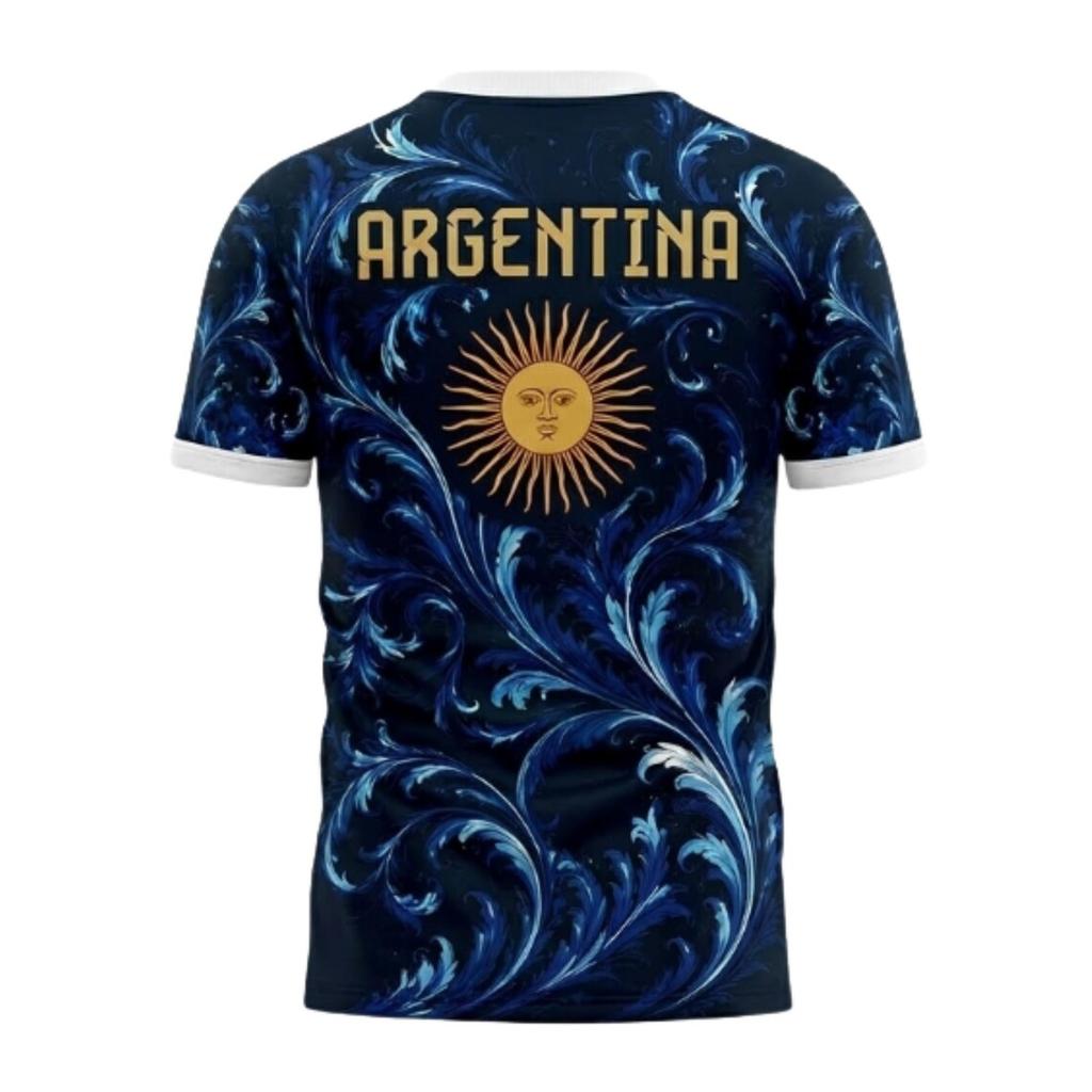 T-shirt da Uomo a Maniche Corte con Stampa Bandiera Argentina per Allenamento Sportivo Fitness