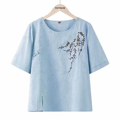 Yuzhaolin Damen Baumwolle Kurzarm Sommerbluse für Mütter & Omas