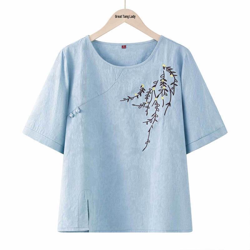 

Yuzhaolin Women s Cotton Short Sleeve Summer Blouse for Moms & Grandmas 4XL