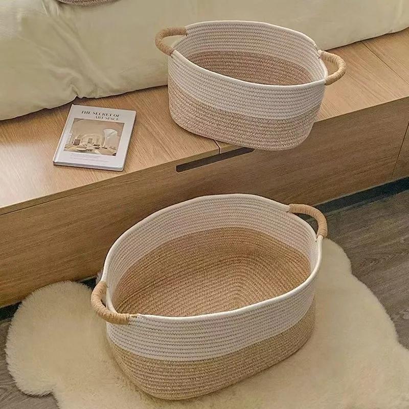 Rope Woven Baskets for Organizing Woven Rope Storage Basket Multifunctional Toy Basket for Desktop Nursery Offi Bathroom Books