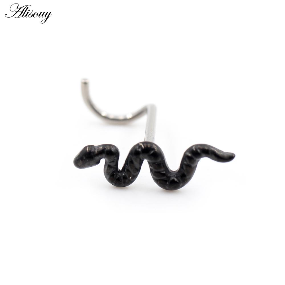 Alisouy 1 pièce G23 titane sans filetage torsadé serpent nez anneaux piercing oreille septum daith captif tragus clous d'oreilles bijoux de corps