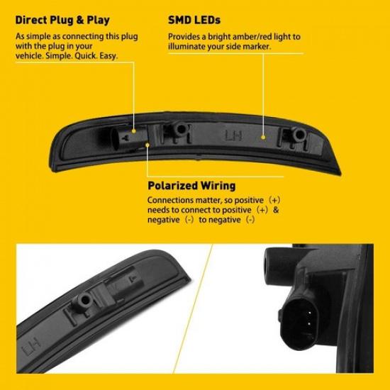 4X Smoked LED Side Light Marker For Dodge 2015- Charger Widebody Fender L+R