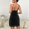 Samt Tiefes V Cami Nachthemd Spitze Patchwork Rückenfrei Schlank Passend Loungewear 585 Luxuriös Verführerisch Nachtwäsche Perfekt für Gemütliche Intime Abende