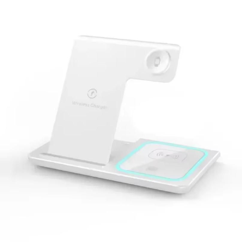 Wireless Charger LED Light Phone Stand 4 In 1 For iPhone 16 15 14 13 12 Apple Watch 8 7 6 AirPods Foldable Fast Charging Station