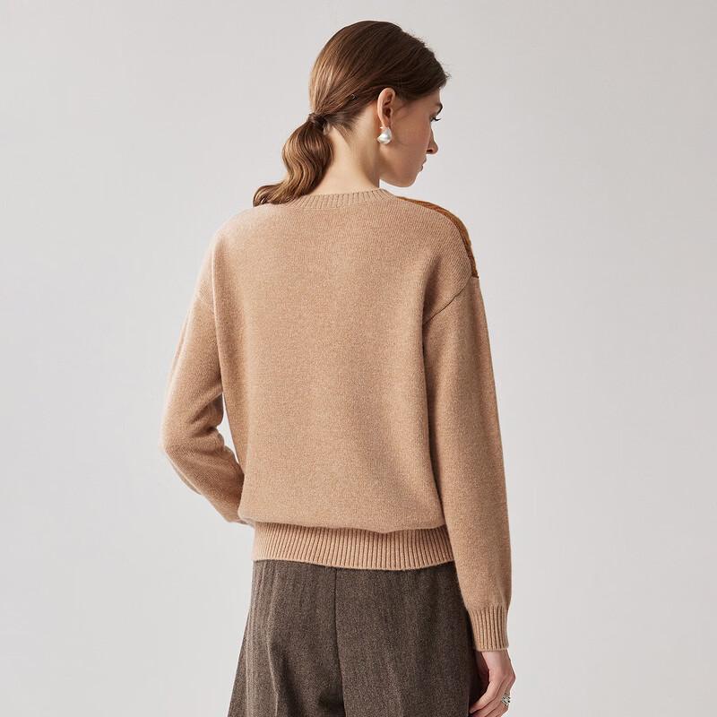 Zhaojun Women's 100% Cashmere Colorblock Cable Knit Sweater