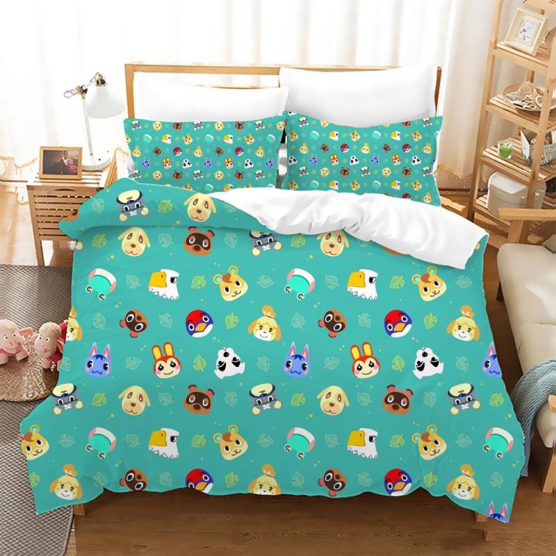 3D Print Animal Cartoon Crossing Game Bedding Set Double Twin King Duvet Cover Comforter Pillowcase Boys Girls Adults Bedroom