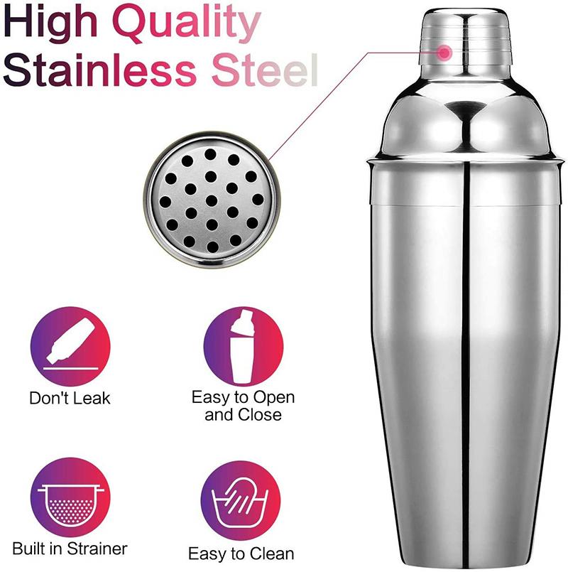 350/550/750ml Stainless Steel Cocktail Shaker Shaker for Cocktails Accessories Boston Style Shaker Party Bar Tools JBGJ01