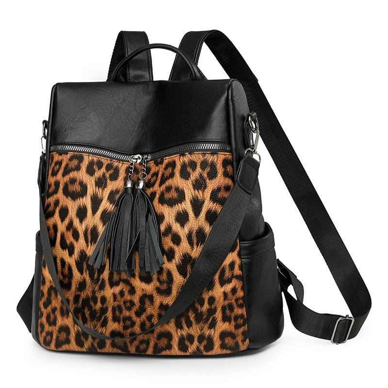 

Женский рюкзак новая мода мягкая кожа большая вместимость дорожный рюкзак двойного назначения сумка через плечо прилив чёрный