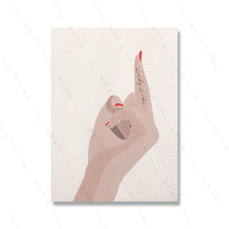 Red Quote Feminist Minimalistic Middle Finger Lady Art Canvas Painting Print Line Female Abstract Poster Picture Room Home Decor