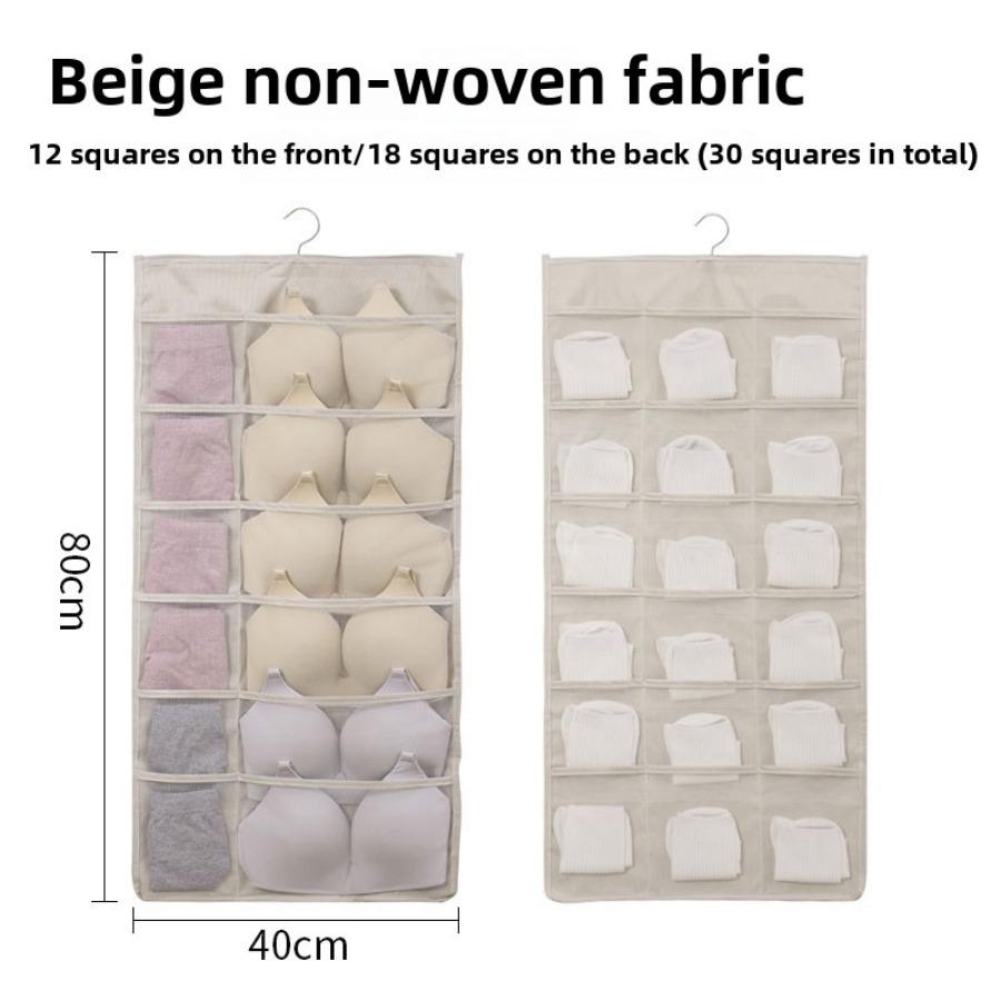 תיק תלייה לאחסון תחתונים, תיק לאחסון גרביים לתלייה על הקיר בבית, מארגן תחתונים דו-צדדי לתלייה בארון