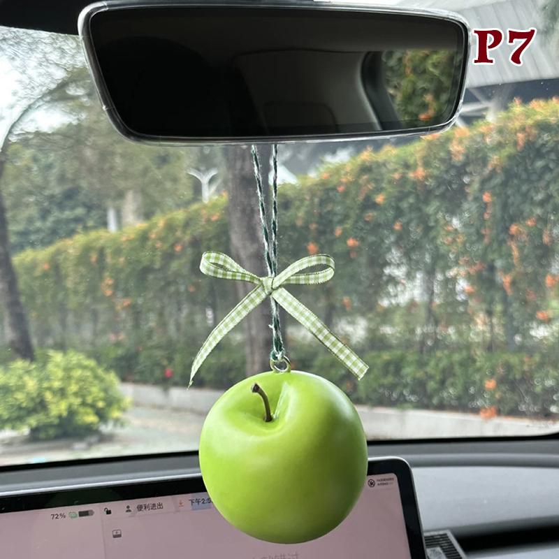 Simulated Fruit Car Ornament Cute Foam Fruit Decoration Persimmon, Orange, Peach Shapes Auto Interior Decor Accessories