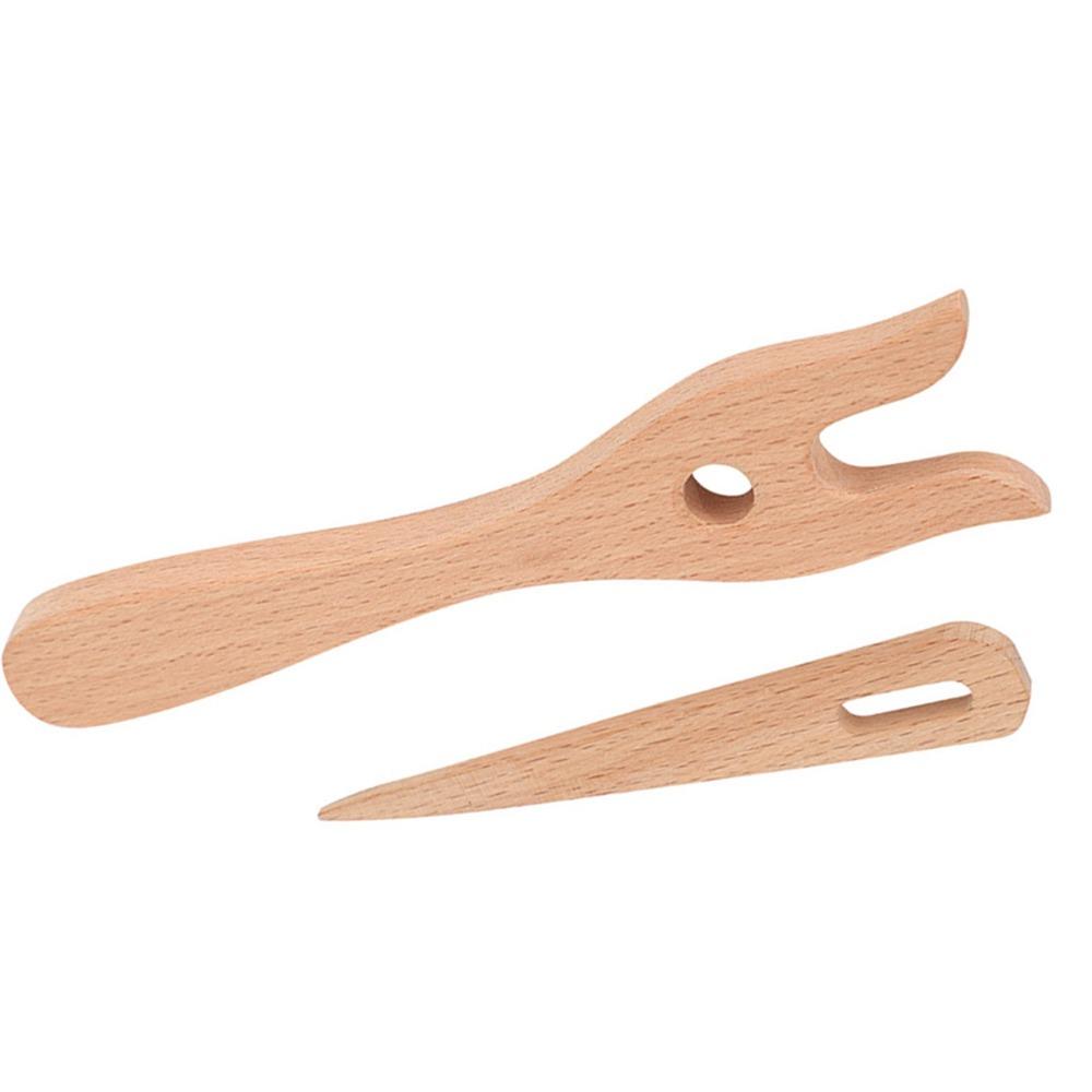 2Pcs Wooden Wooden Knitting Fork Fork Type Structure Weaving Needles Kit  For Necklace Making