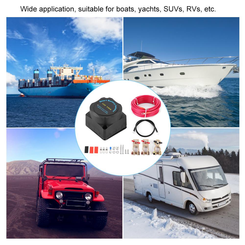 140A Smart Dual Battery Isolator Voltage Sensitive Relay Accessory for Car RV SUVs Yachts