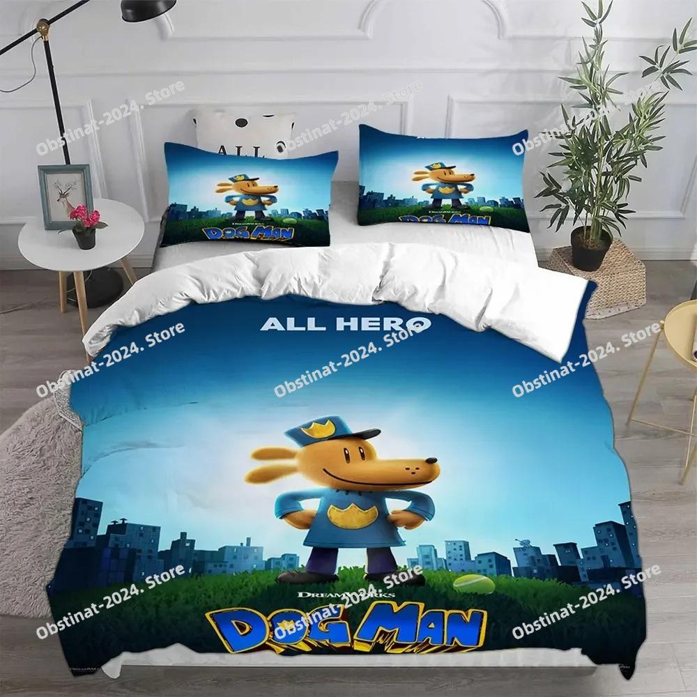 Dog Man Comforter Pillow Case Bedding Set Printed Bed Set Duvet Cover Sheet Pillowcase Bed Soft Quilt Cover Full Queen King Size